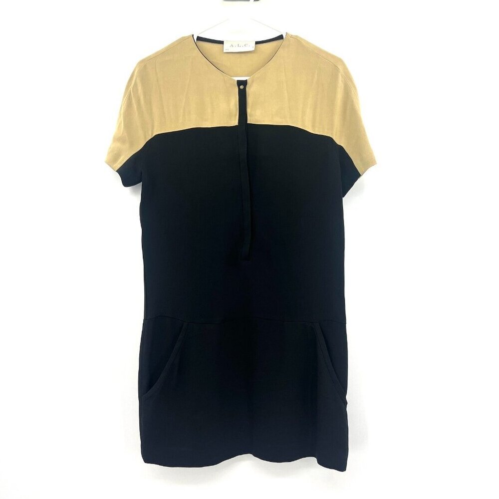 A.L.C Silk Colorblock Short-Sleeve Shift Dress